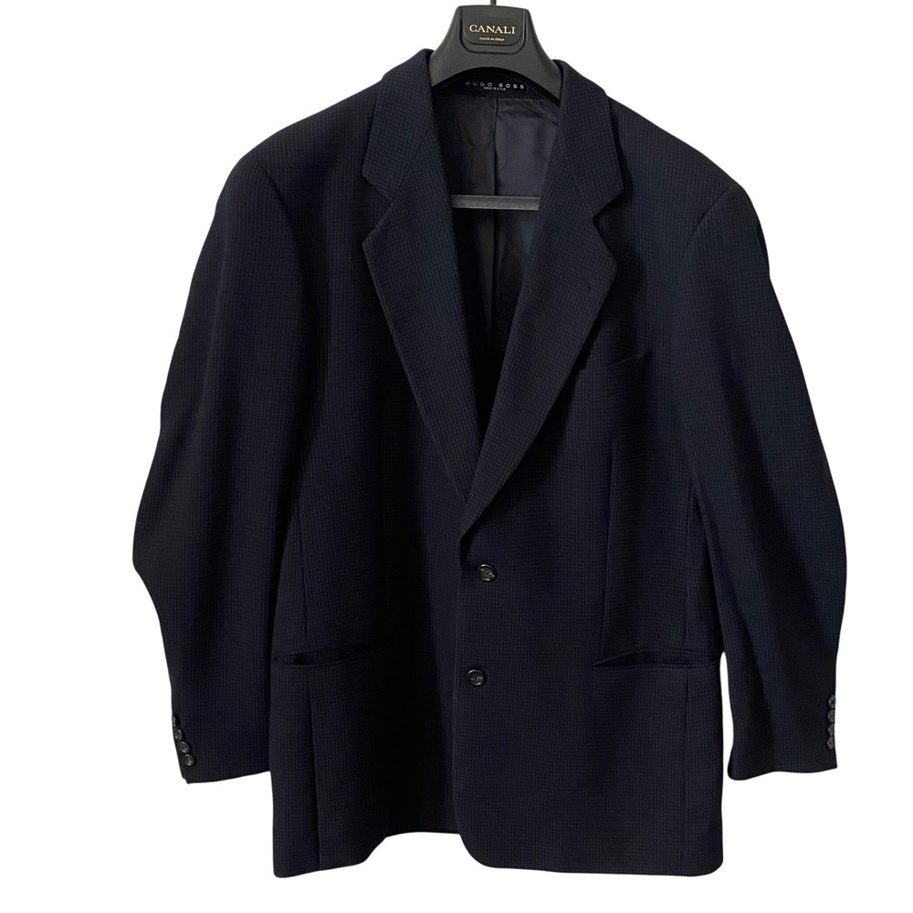 Hugo Boss Galilei Navy Blue Wool Blend Blazer Sport Coat Mens 44R Classic